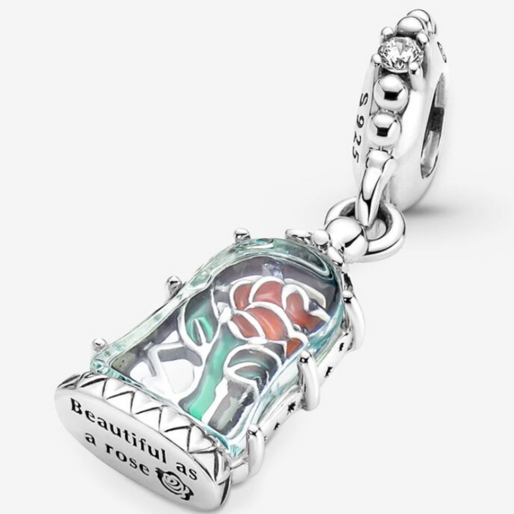 Pandora Disney Beauty and the Beast Enchanted Rose Dangle Charm - Picture 10 of 11